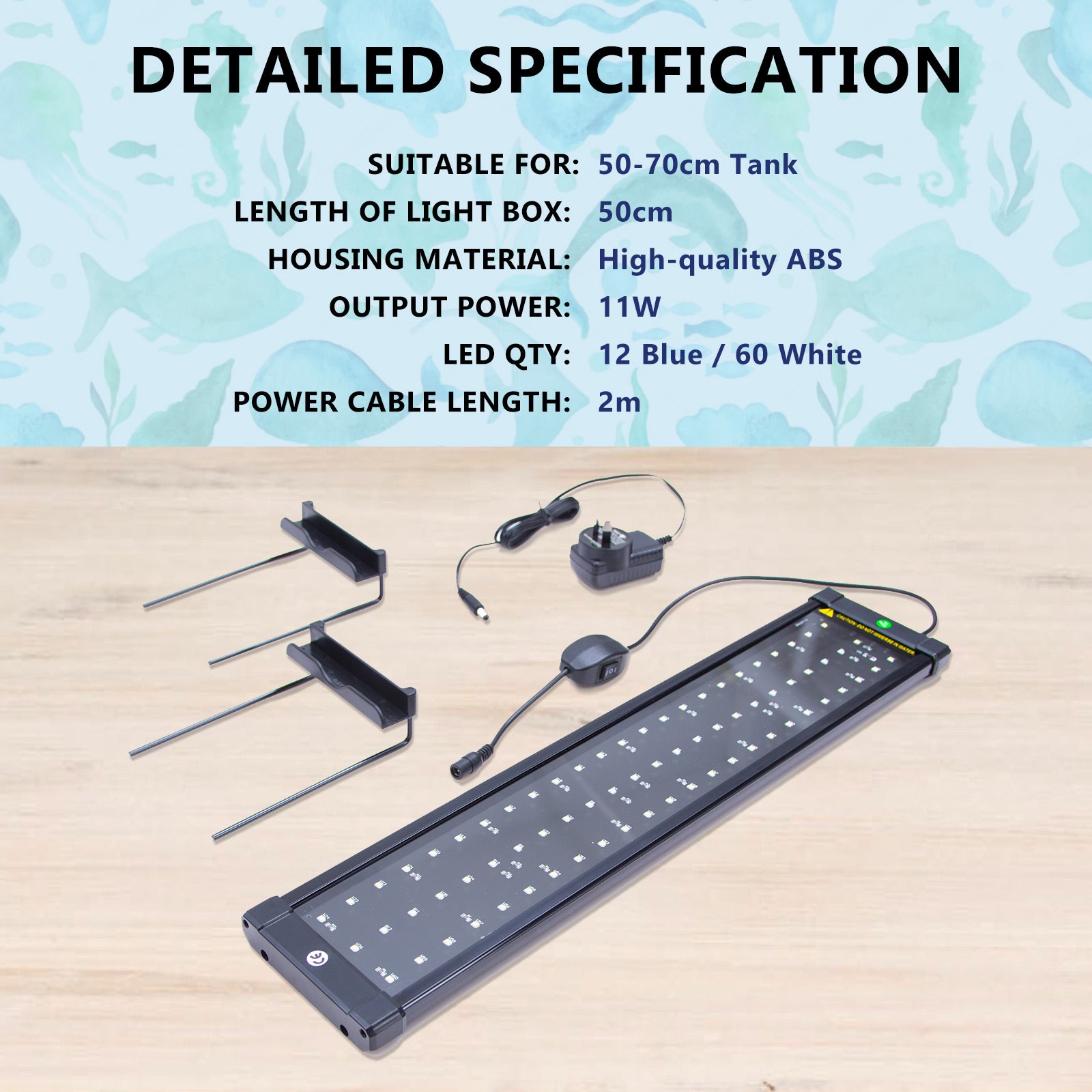 Dynamic Power 11W Aquarium LED Light 50-70cm, Blue/White, Energy Efficient - SuperSaverAU - view 9