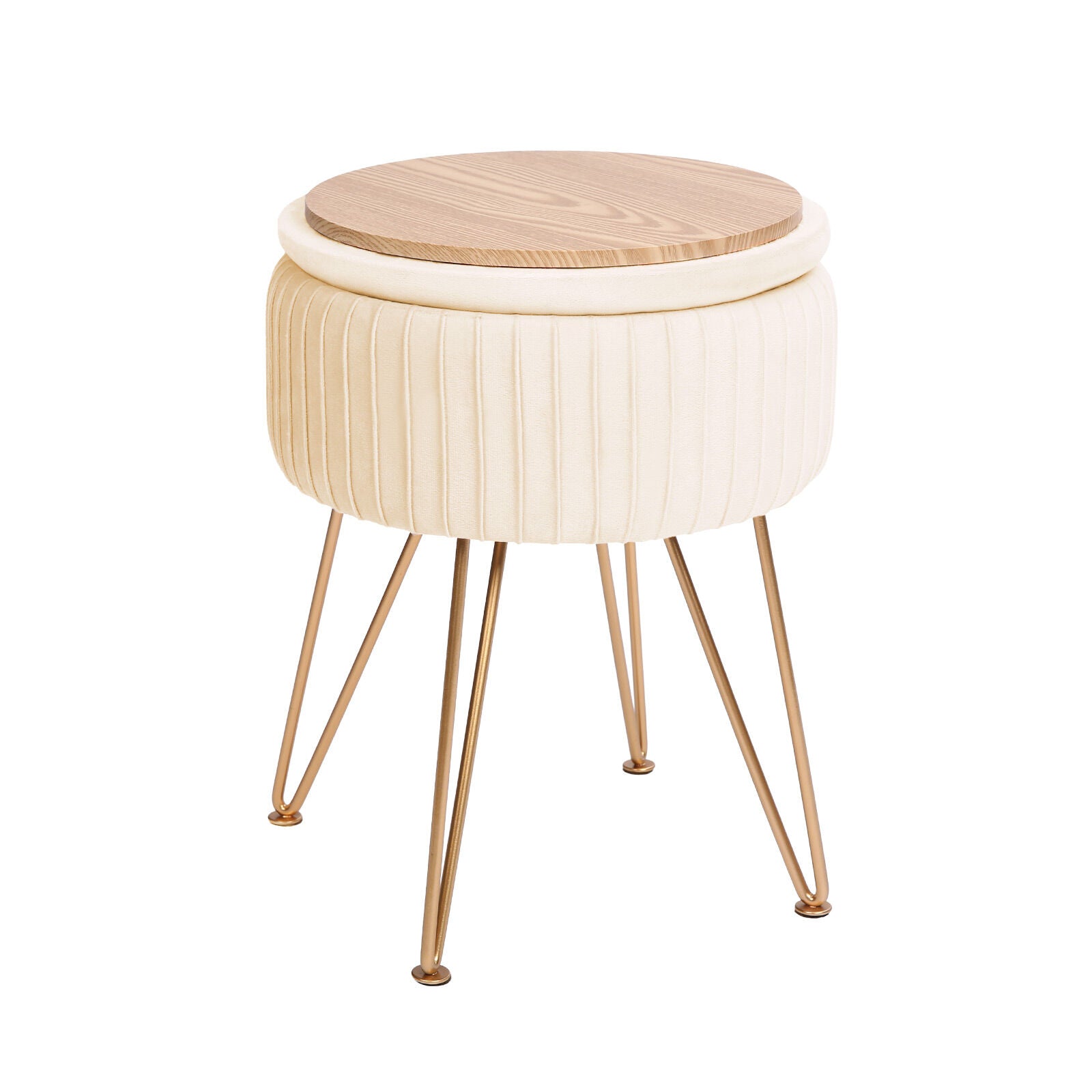 La Bella REMY Velvet Storage Ottoman - Cream Beige - SuperSaverAU - view 1