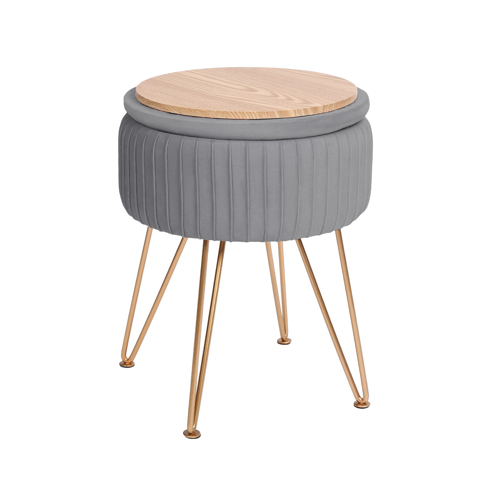 La Bella REMY Velvet Storage Ottoman - Grey - SuperSaverAU - view 1