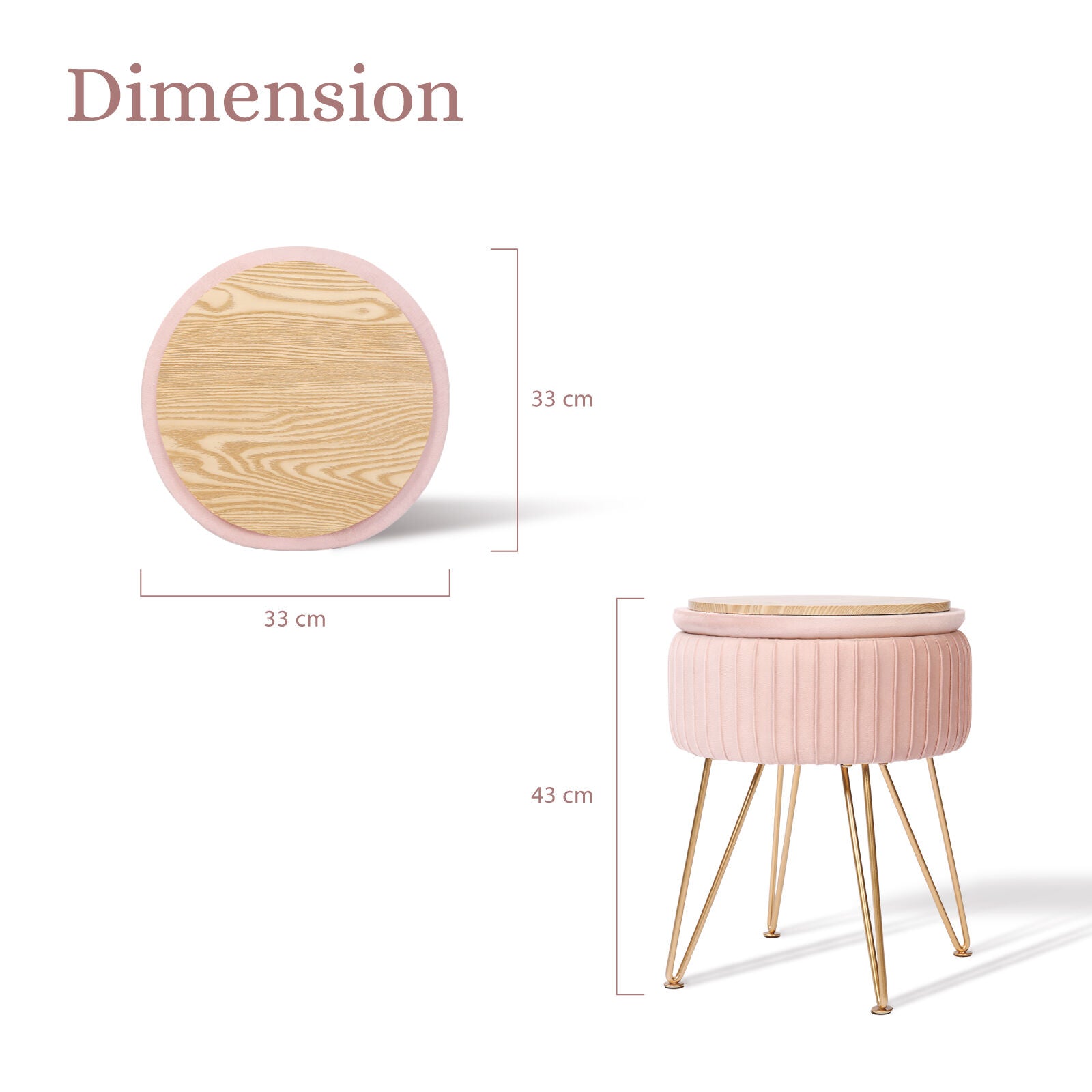 La Bella Velvet Storage Ottoman - Padded Stool in Pink - SuperSaverAU - view 11