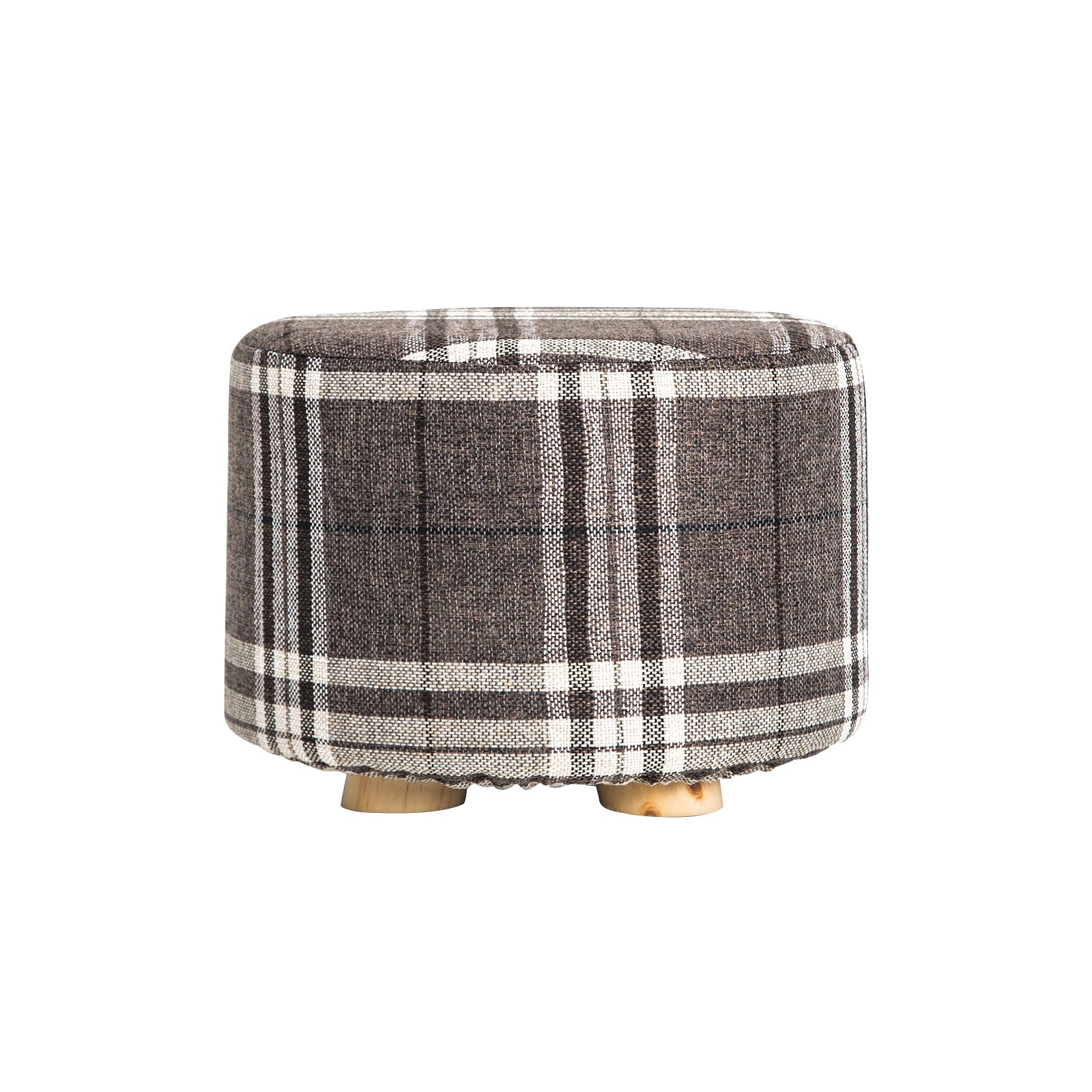 La Bella Fabric Ottoman Round Foot Stool with Wooden Legs - Lattice - SuperSaverAU - view 1