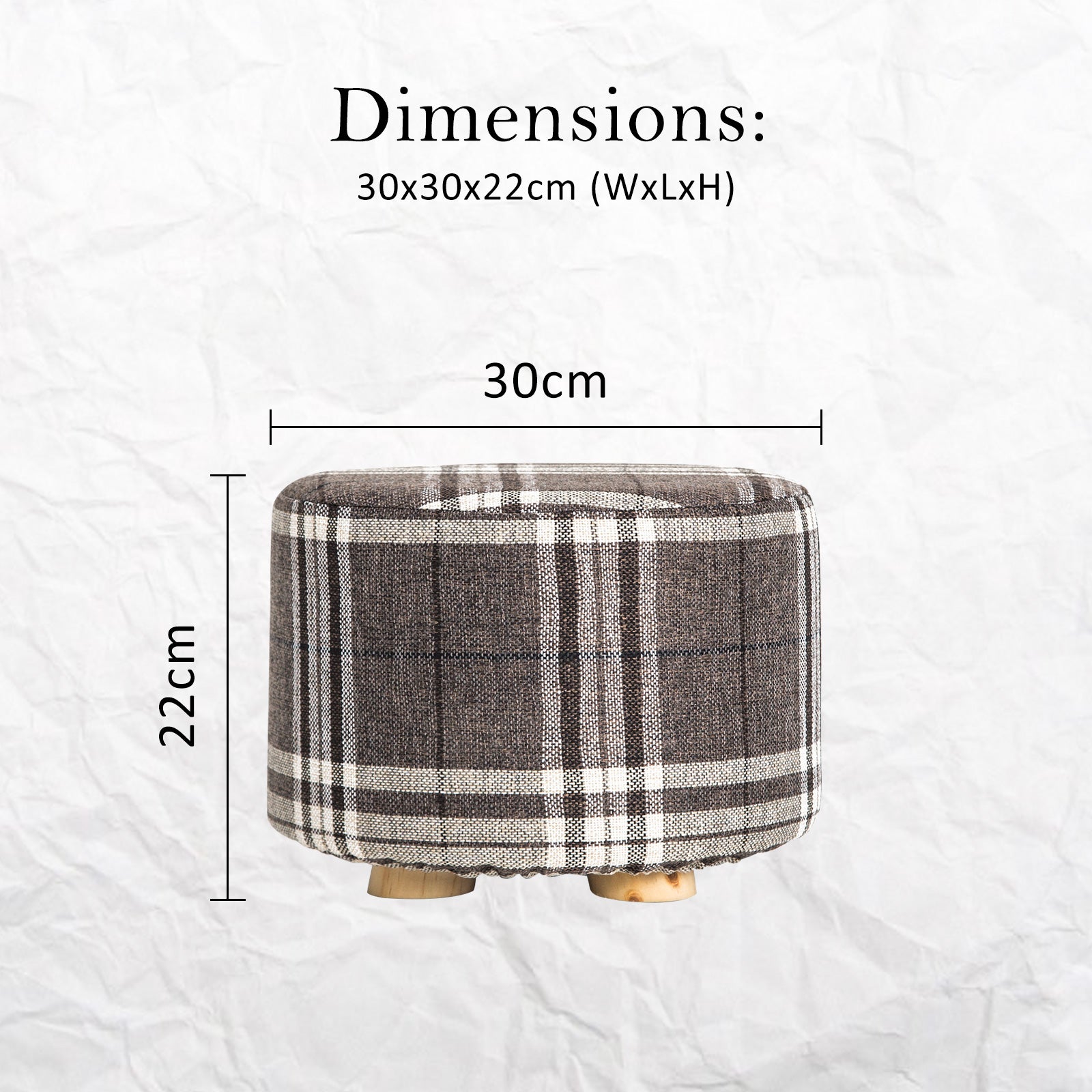 La Bella Fabric Ottoman Round Foot Stool with Wooden Legs - Lattice - SuperSaverAU - view 12