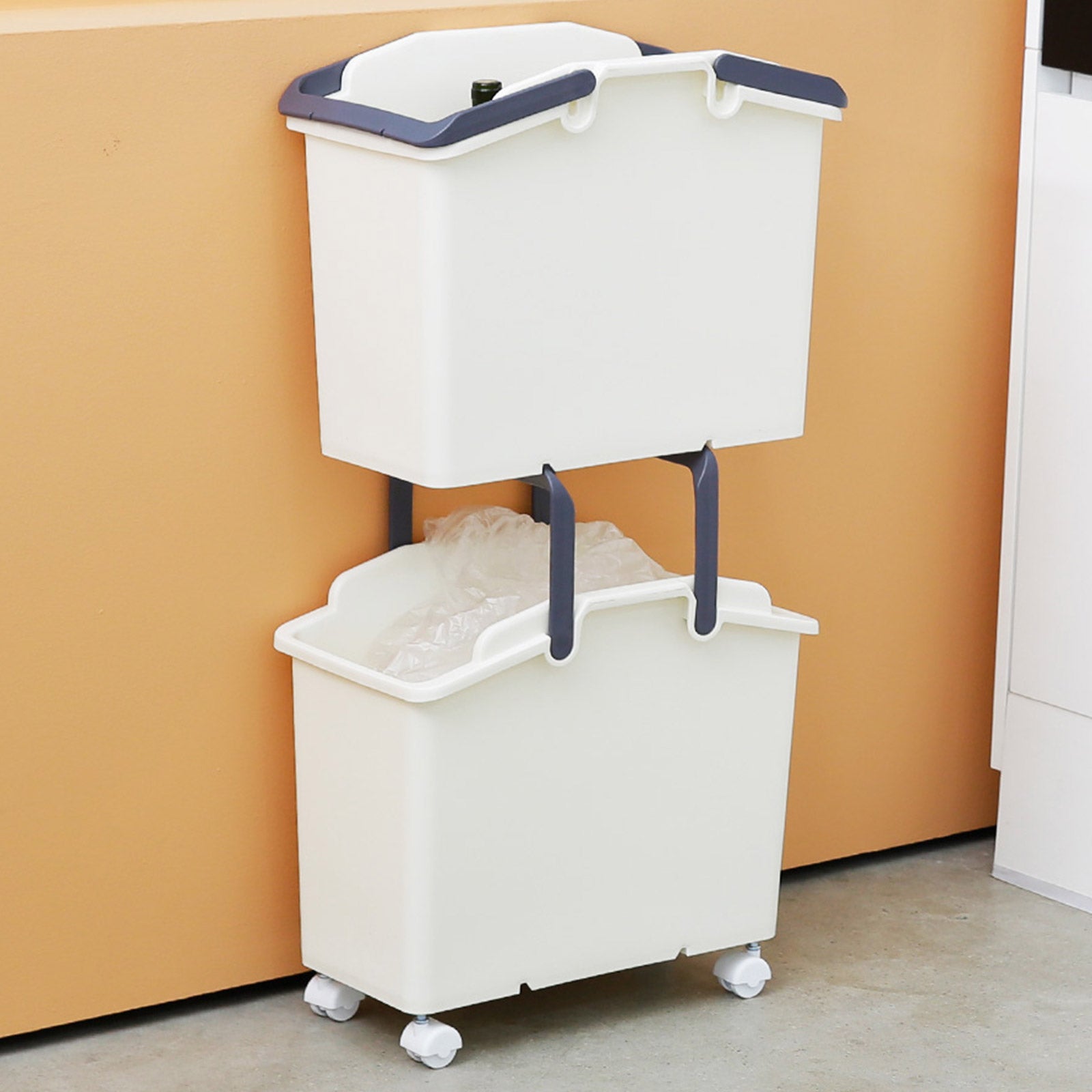 Nplastic 2 Set Stackable Multipurpose Laundry Basket with Handles - Ivory - SuperSaverAU - view 3