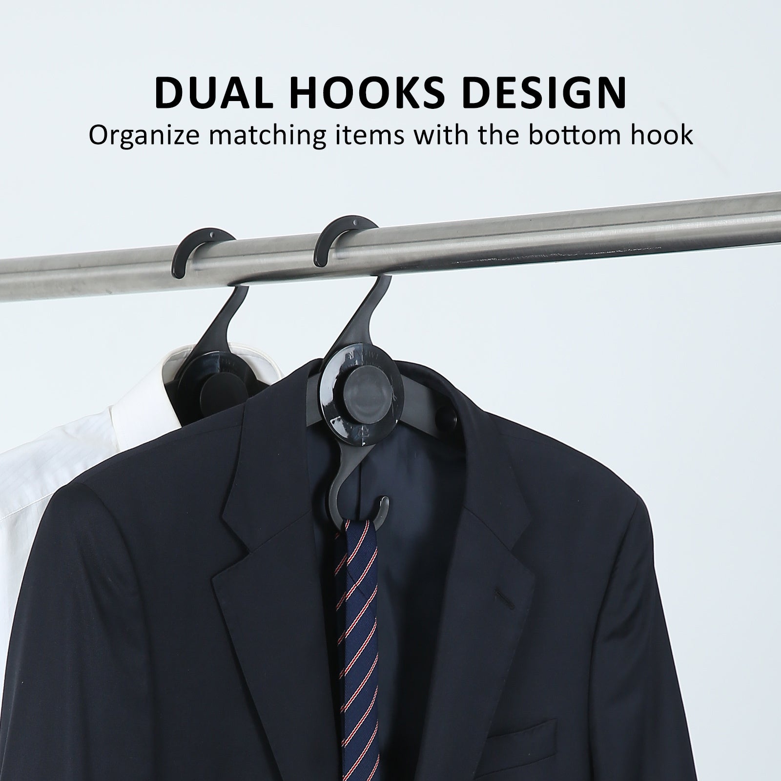 WING 50 Set Plus Hanger Multiple Clothes Rack Organizer Foldable 10 Holes Black - SuperSaverAU - view 3