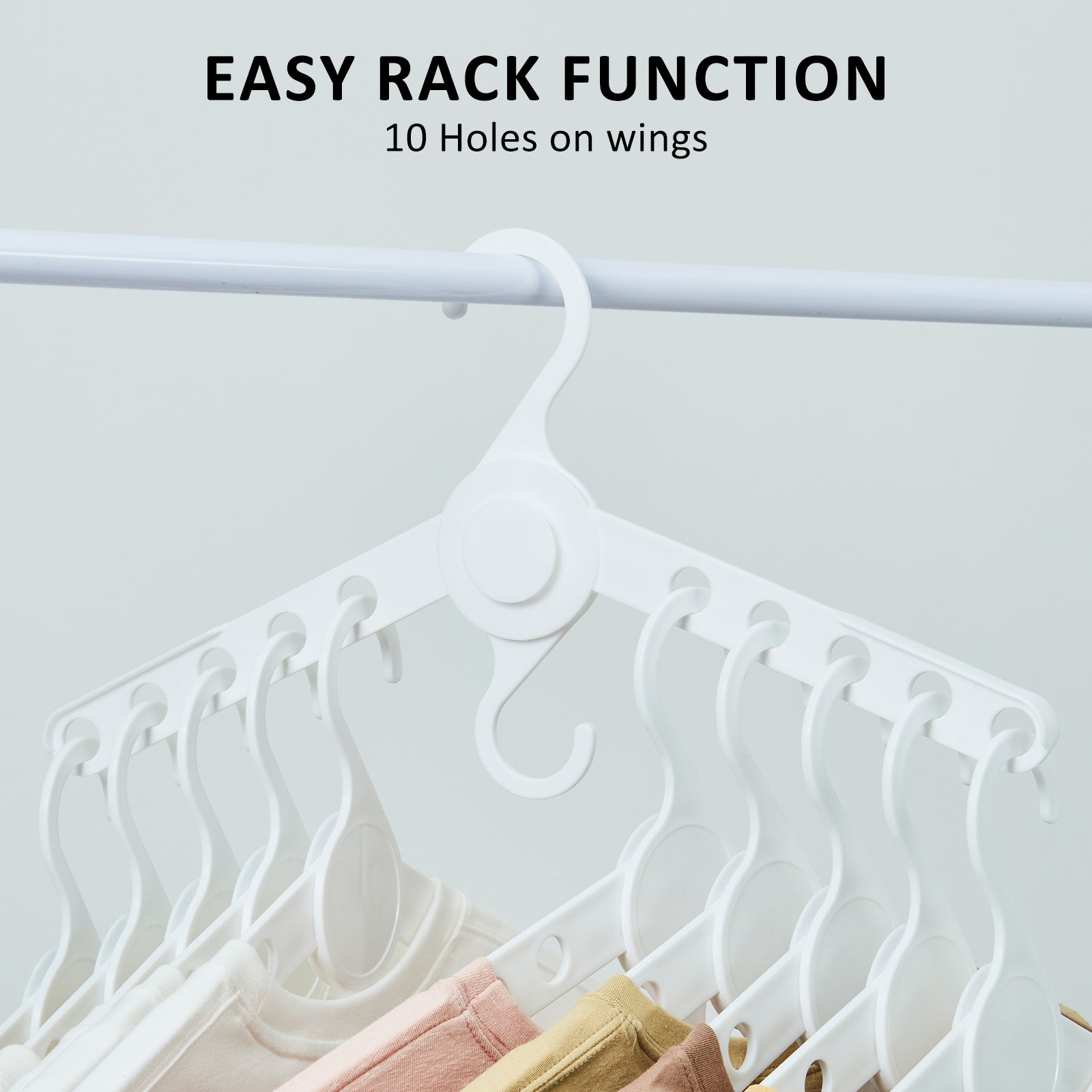 WING 50 Set Plus Hanger Foldable Clothes Rack Organizer 10 Holes White - SuperSaverAU - view 3