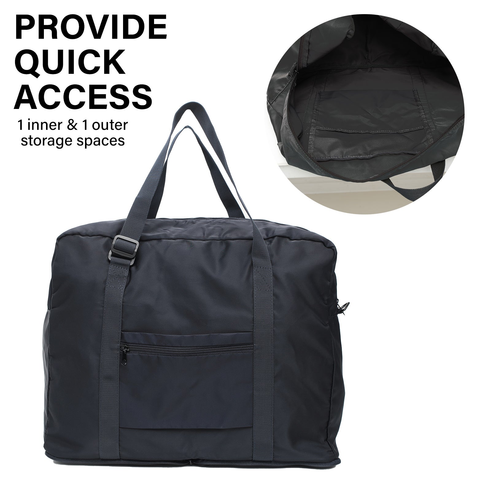 Shopper Bag Travel Duffle Bag Foldable Laptop Luggage Nylon KO-BOSTON NAVY - SuperSaverAU - view 5