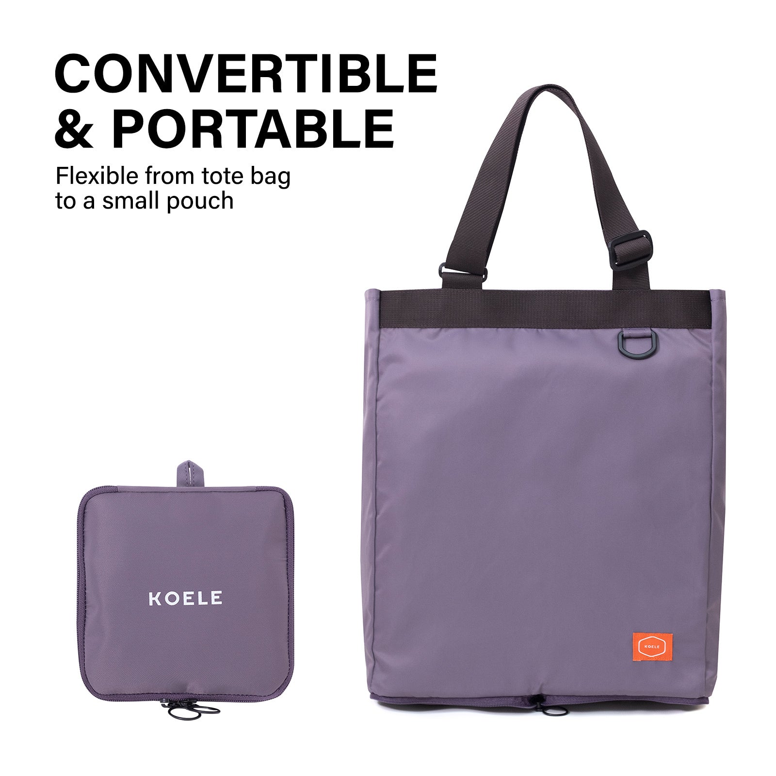 Shopper Bag Tote Bag Foldable Travel Laptop Grocery Nylon KO-SHOULDER PURPLE - SuperSaverAU - view 7