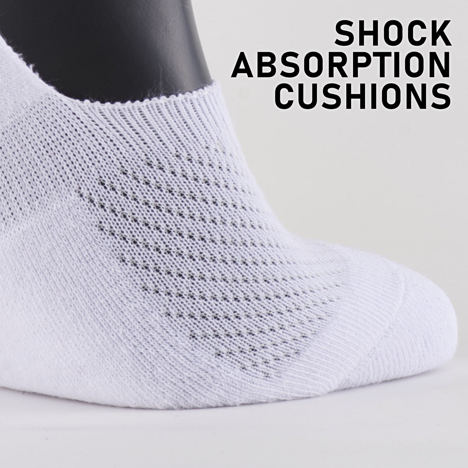 3X Rexy Cushion No Show Ankle Socks Medium Non-Slip Breathable WHITE - SuperSaverAU - view 7