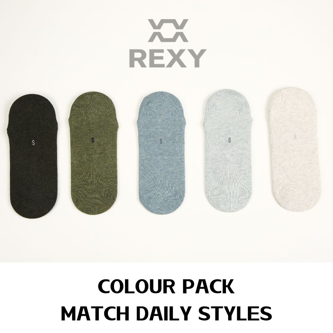 5X Rexy Daily No Show Ankle Socks Medium Non-Slip Breathable MULTI COLOUR - SuperSaverAU - view 4