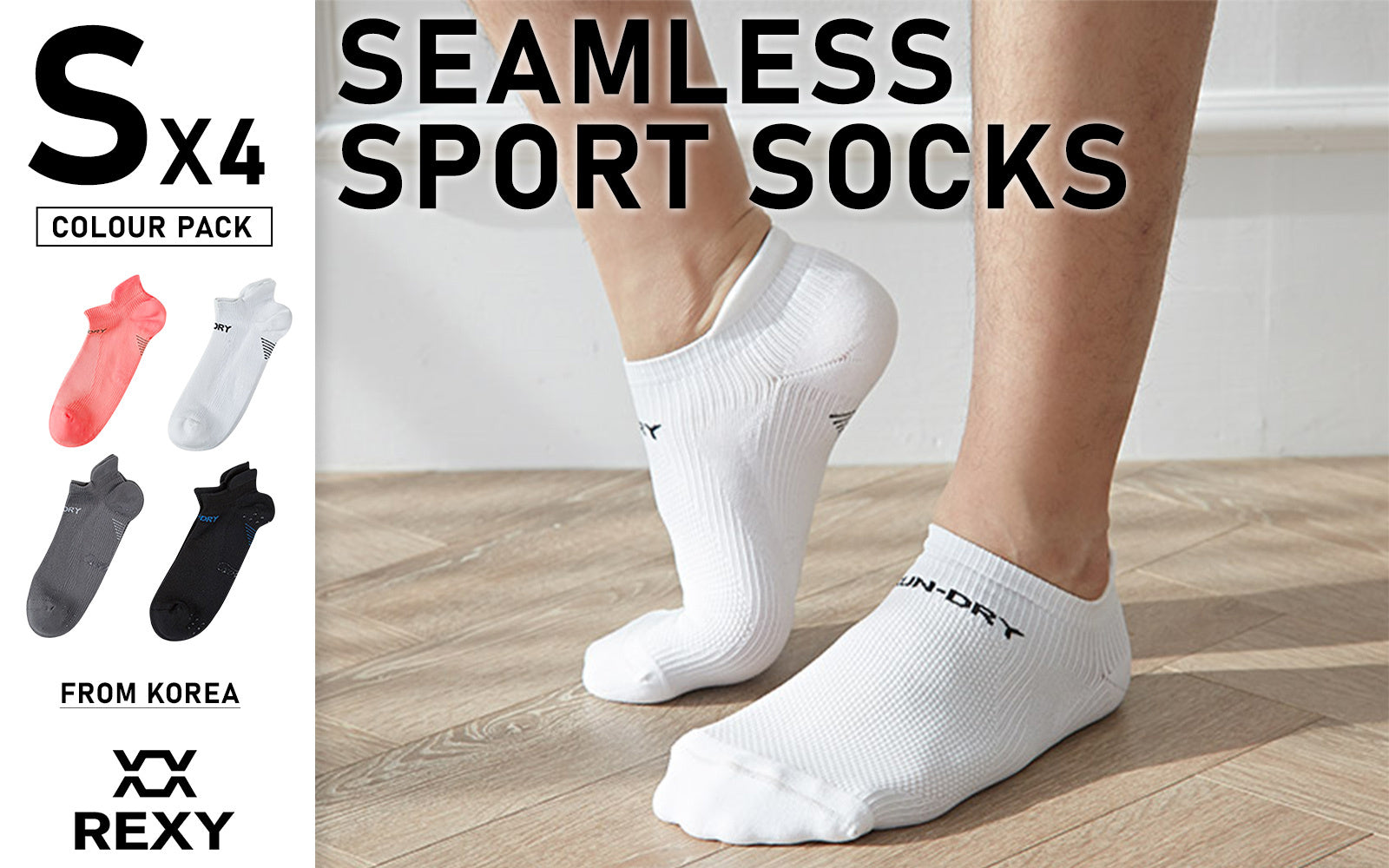 4X Rexy Seamless Sport Sneakers Socks Small Non-Slip Heel Tab MULTI COLOUR - SuperSaverAU - view 2
