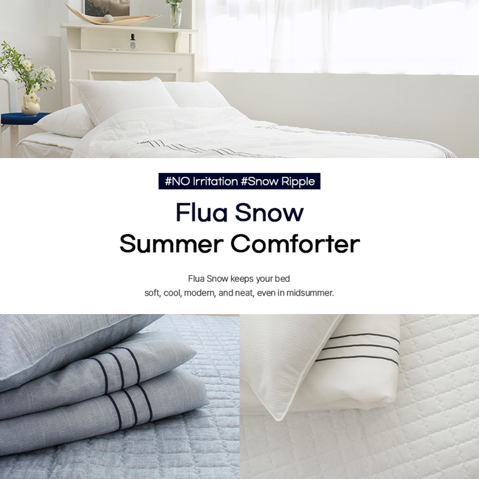SAESOM Flua Snow Comforter Set Double Blue Cool Lightweight Quilt 200x230cm - SuperSaverAU - view 2