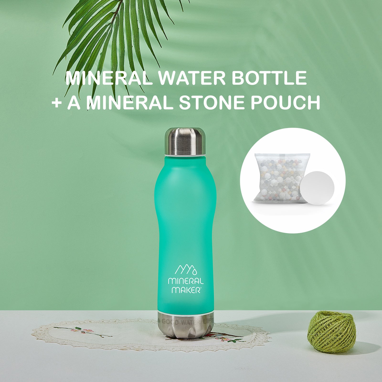 Mineral Maker MORBIDO Alkaline Filter Water Bottle + a Mineral Stone Pouch GREEN - SuperSaverAU - view 2