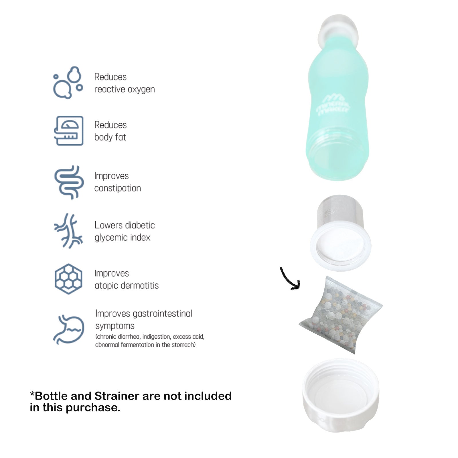 2X Alkaline Mineral Maker Stone Pouch Water Filter Pad Replacement Ceramic Balls - SuperSaverAU - view 2