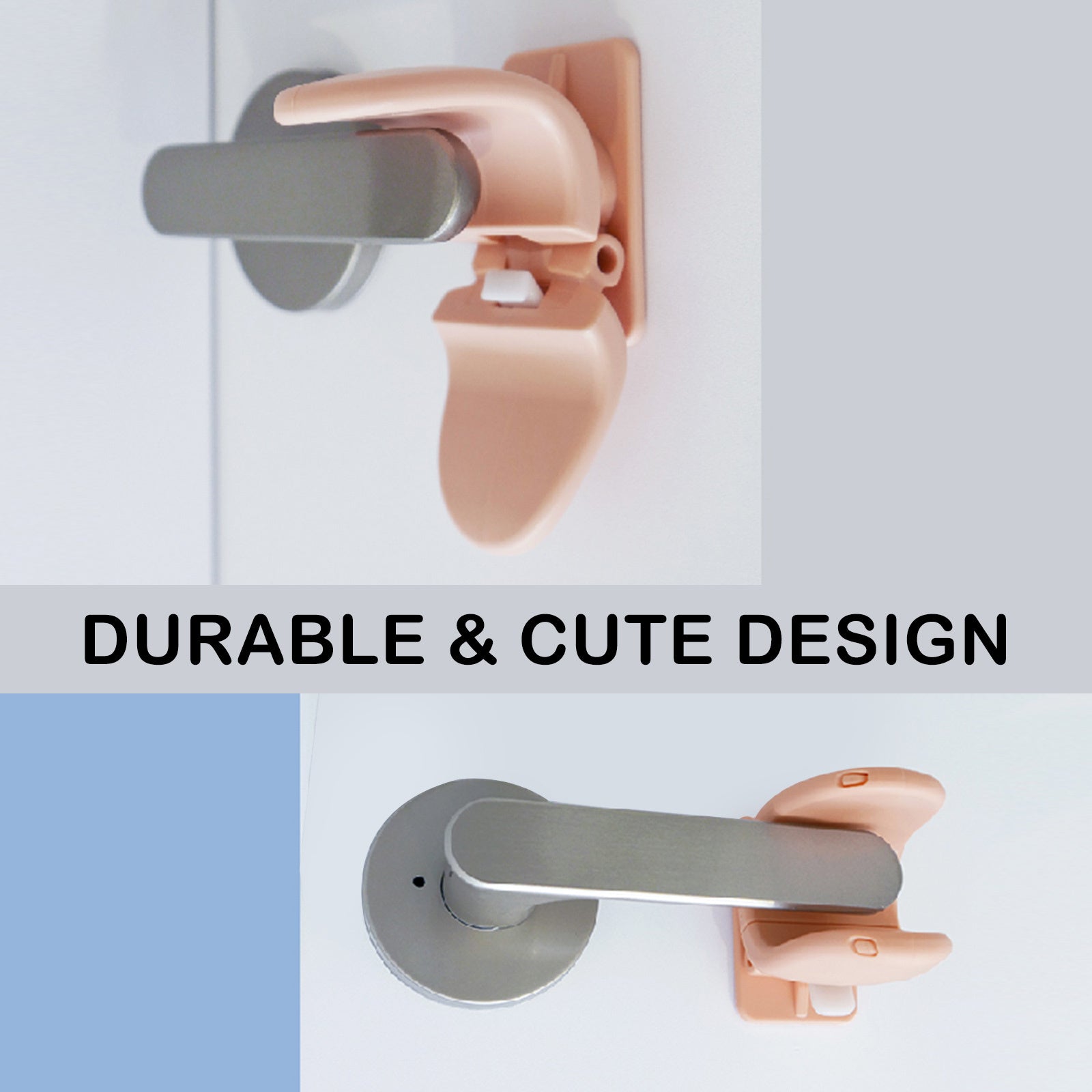 APPASON 4X Door Lever Lock Pet Child Proof Adhesive Handle Lock - Apricot Pink, 3.5cm - SuperSaverAU - view 3