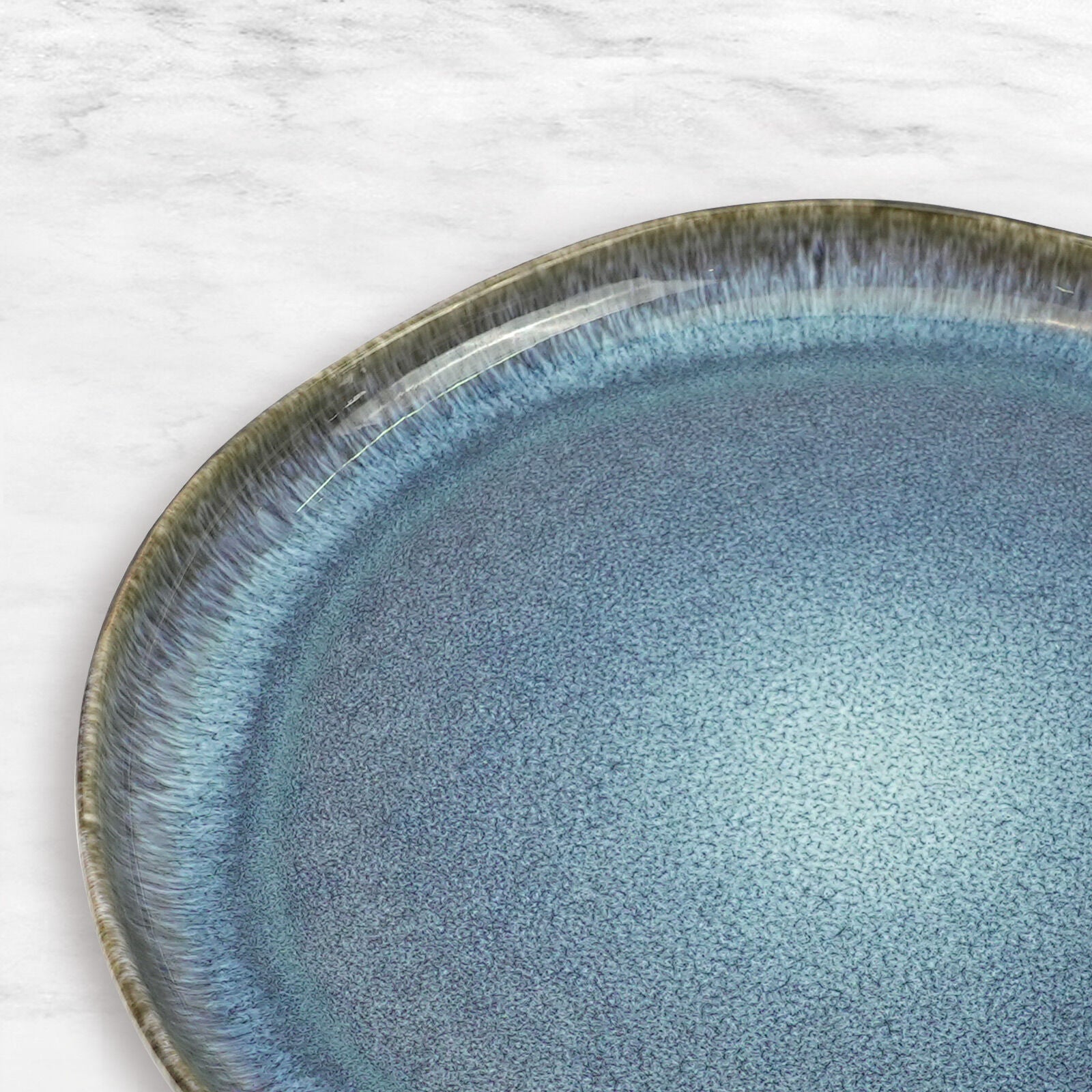 3-Piece Earthy Aqua Reactive Glazed Ceramic Dinner Set - Plate & Bowl - SuperSaverAU - view 3
