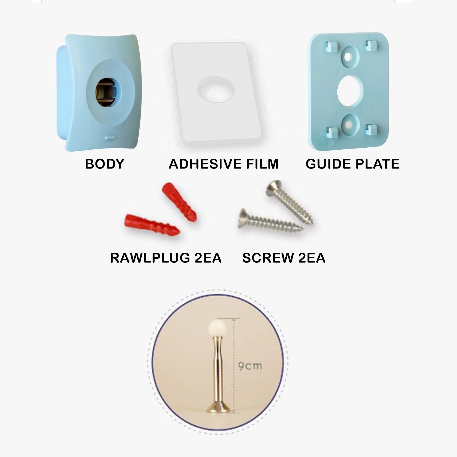 Catch Hole 4X Door Stopper Wall Mount Adhesive Catch Hole - Blue, 9.6cm x 7.6cm x 3.2cm - SuperSaverAU - view 6