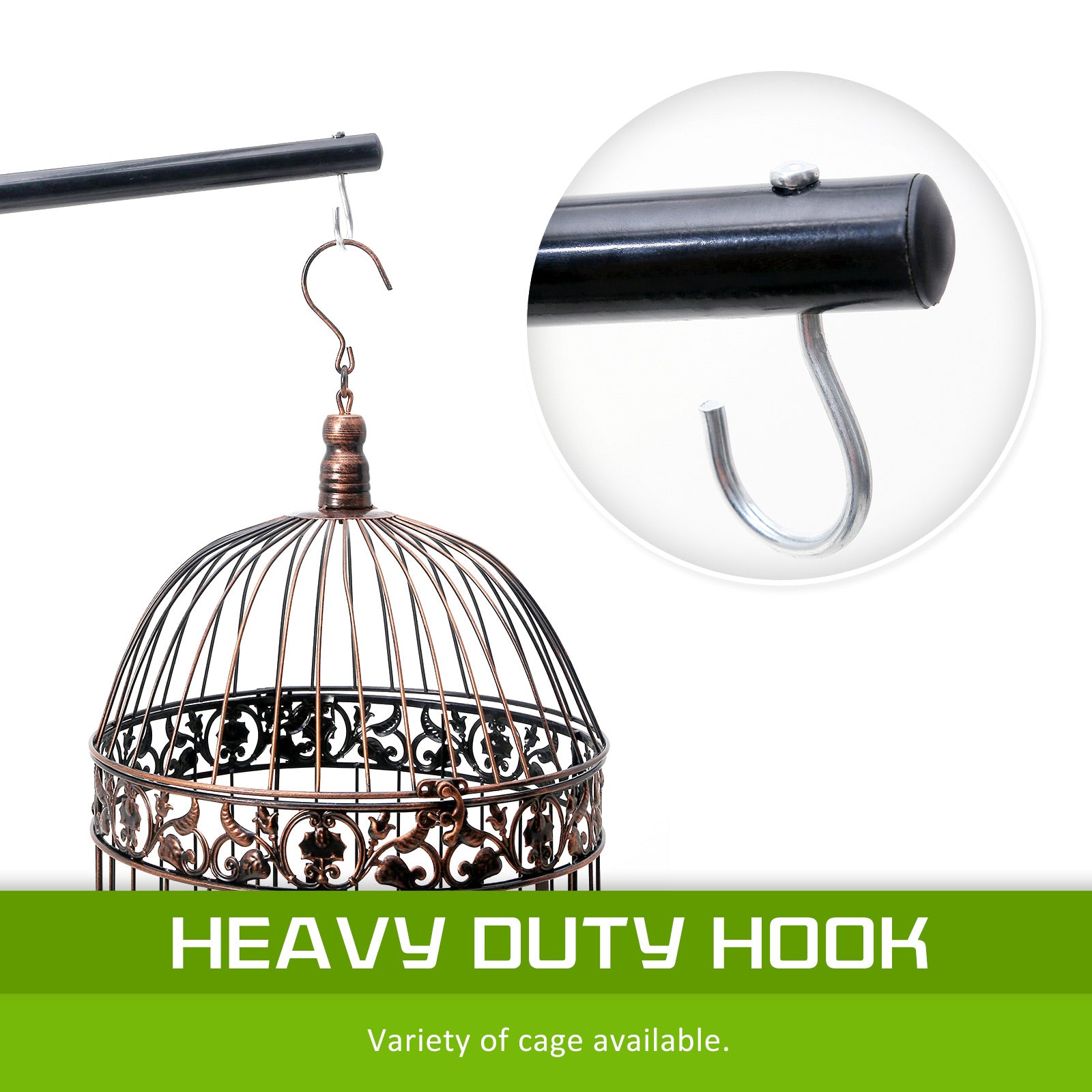 Paw Mate Bird Cage Hanger Stand 160cm for Small/Medium Birds, Black - SuperSaverAU - view 4