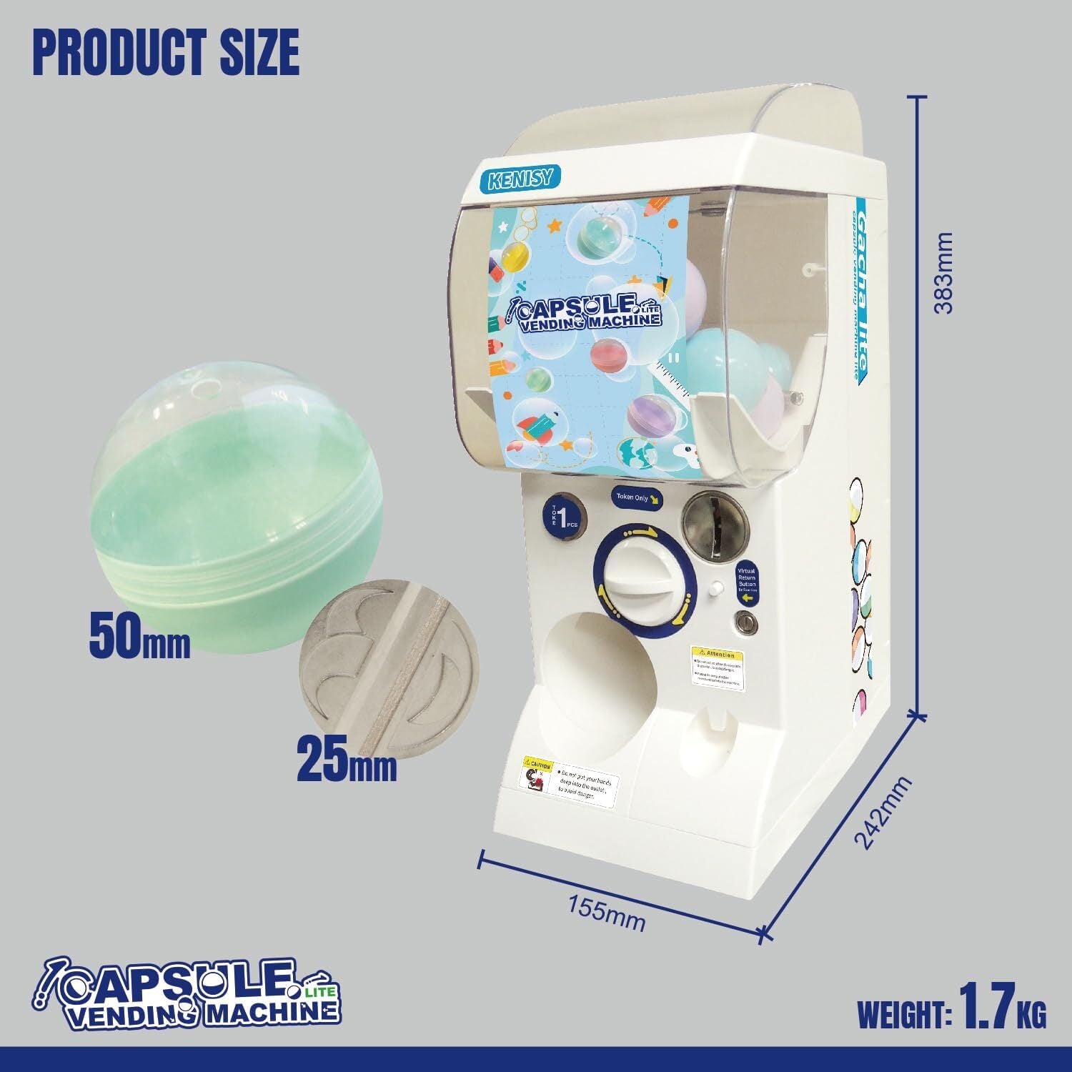 Gachapon Capsule Toy Vending Machine Lite Mini Collectible Gacha Dispenser Stackable WHITE - SuperSaverAU - view 8
