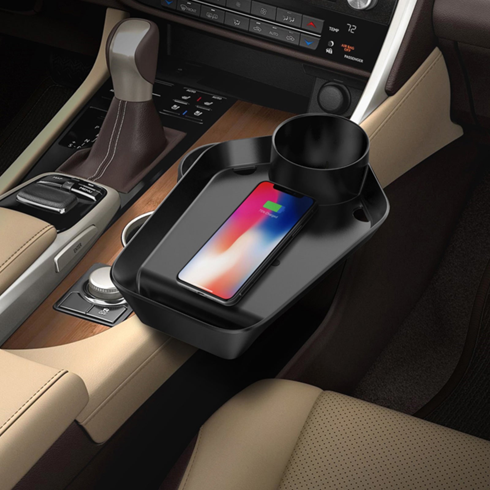 Kustom 10W Car Cup Holder Extension Fast Wireless Charger Tray - SuperSaverAU - view 3