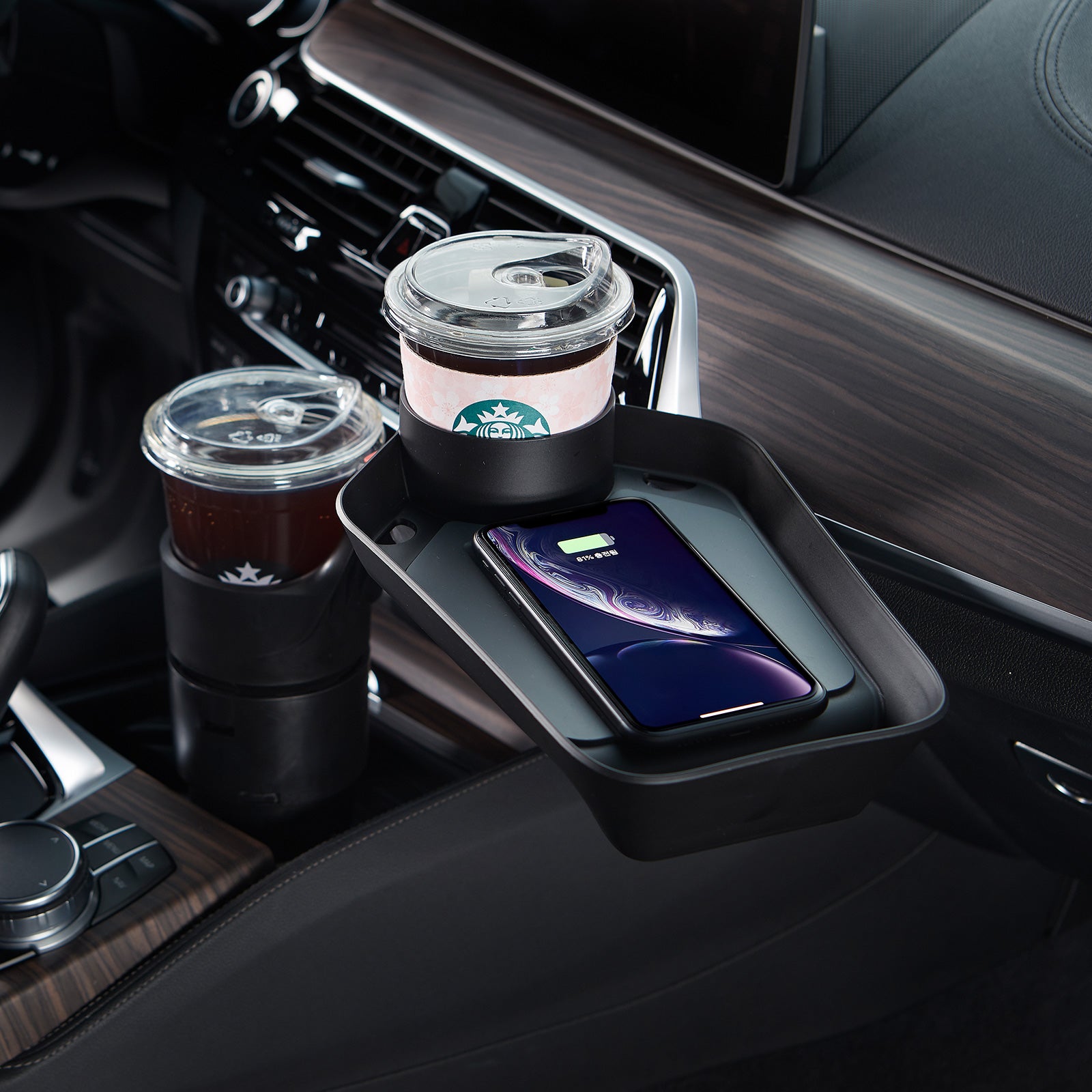 Kustom 10W Car Cup Holder Extension Fast Wireless Charger Tray - SuperSaverAU - view 4