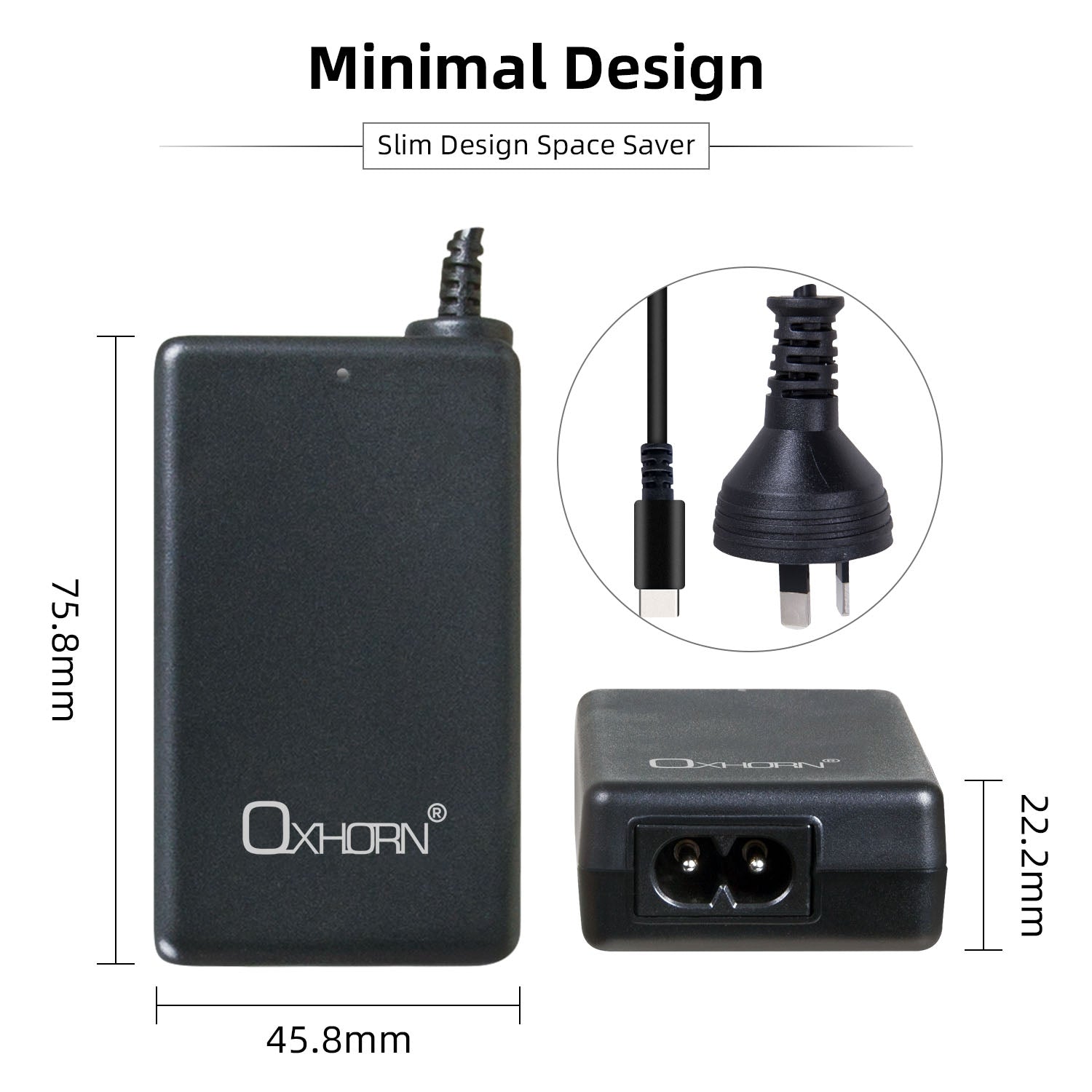 Oxhorn 65W USB-C GaN Fast Charger NB-PD65B - Black