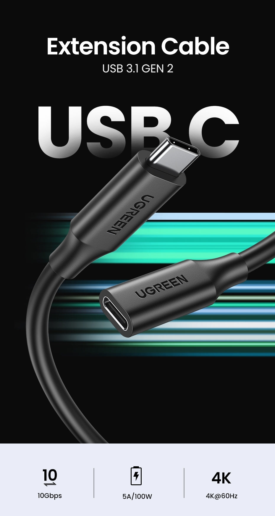 UGREEN 10387 USB-C Extension Cable 1M - SuperSaverAU - view 4