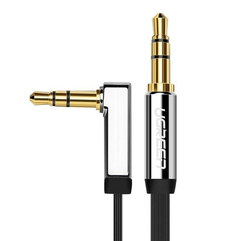 UGREEN 10728 3.5mm Male to 3.5mm Right Angle 3.5mm Aux Cable 3m (Black) - SuperSaverAU - view 1