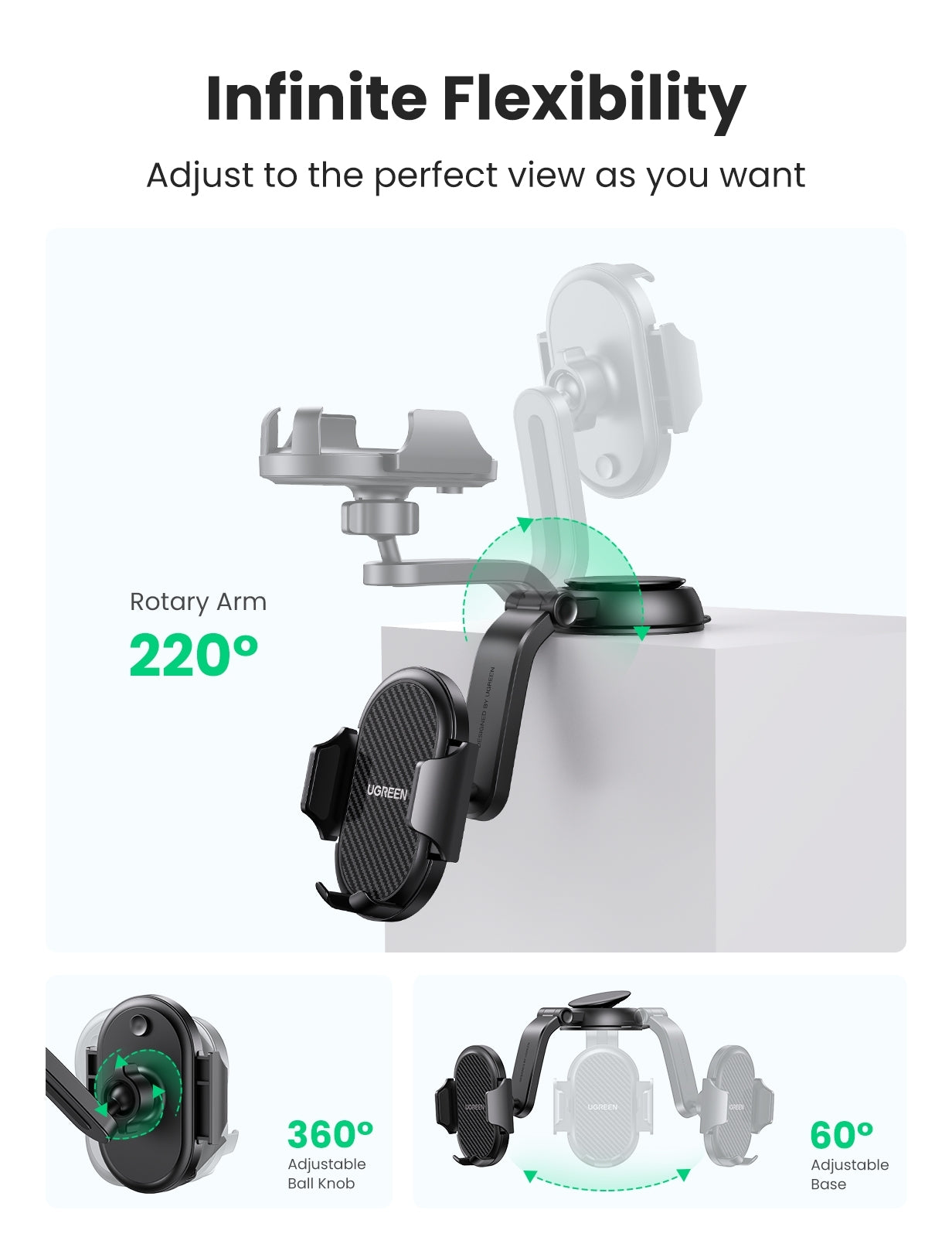 UGREEN 20473 Waterfall-Shaped Suction Cup Phone Mount - SuperSaverAU - view 2