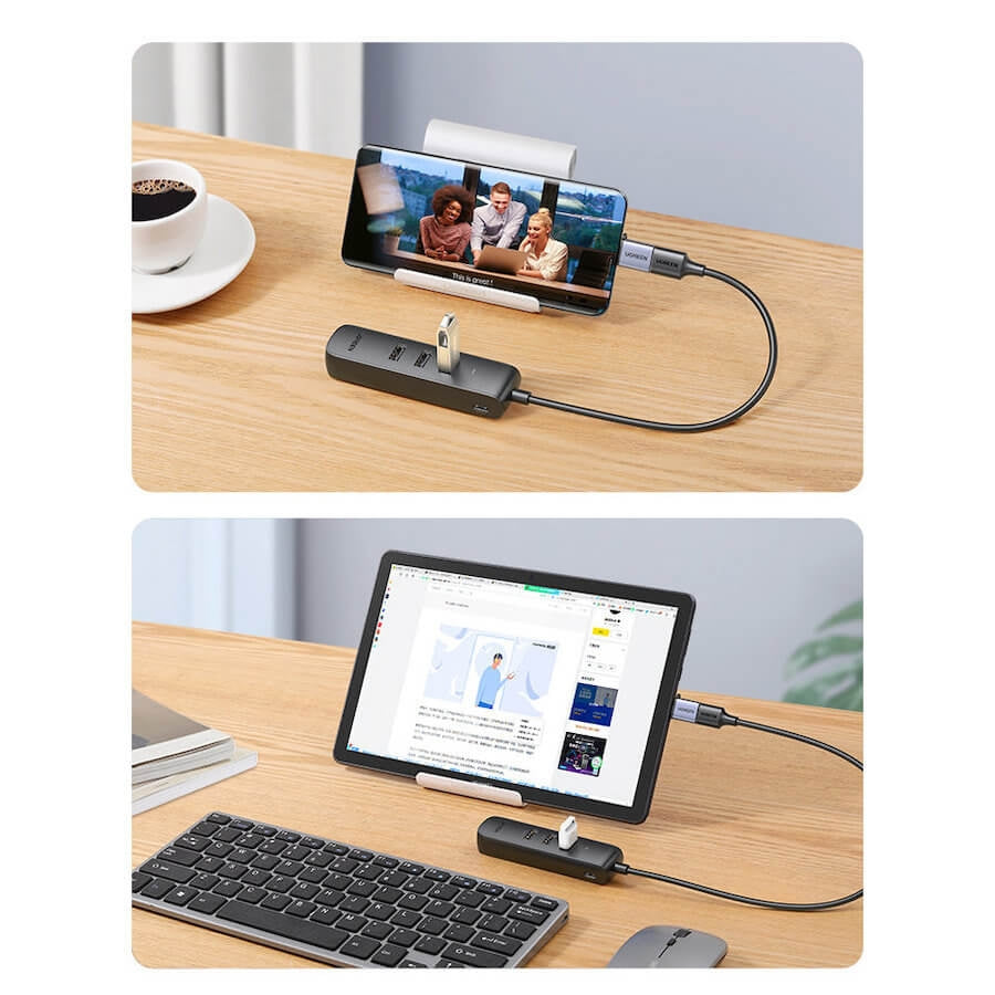 UGREEN 20984 USB 2.0 to 3 x USB2.0 with RJ45 (100Mbps) Ethernet Adapter (Black) - SuperSaverAU - view 8