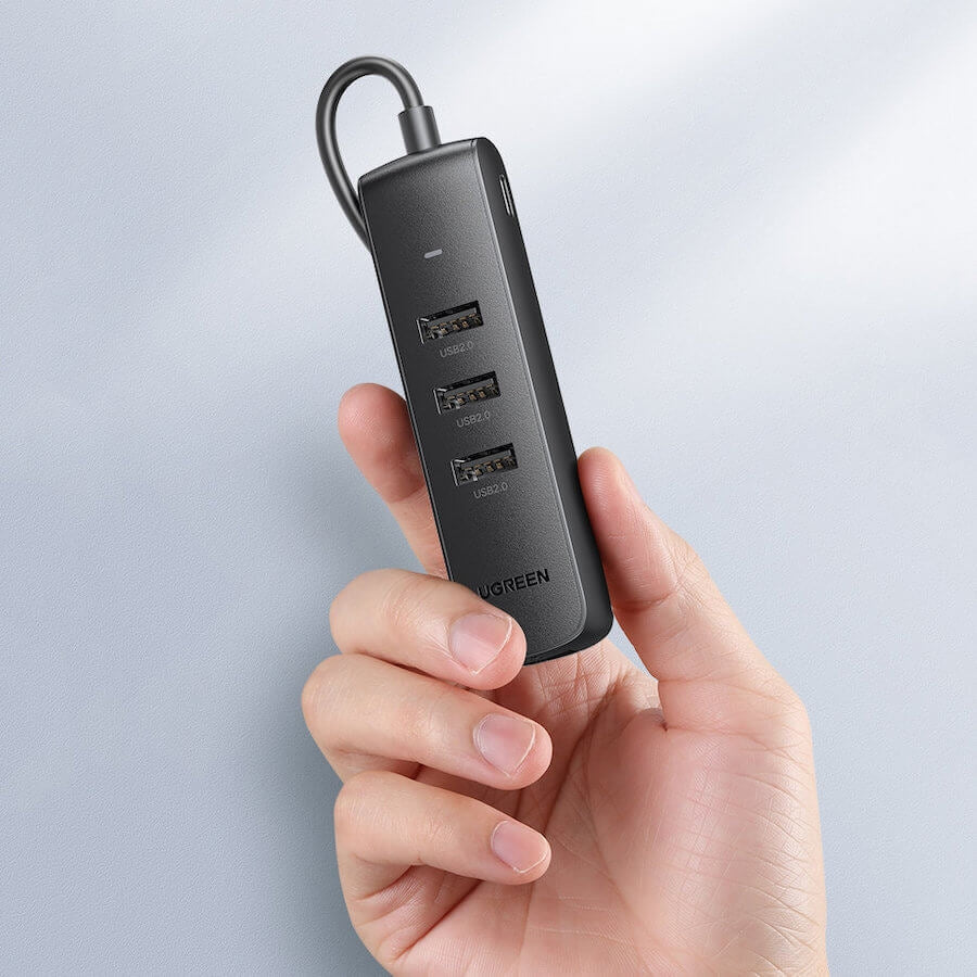 UGREEN 20984 USB 2.0 to 3 x USB2.0 with RJ45 (100Mbps) Ethernet Adapter (Black) - SuperSaverAU - view 9