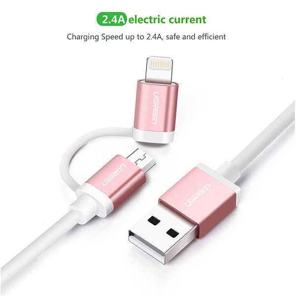UGREEN Micro-USB to USB Cable with MFI Certified iPhone Adapter 1.5M(30471) - SuperSaverAU - view 3
