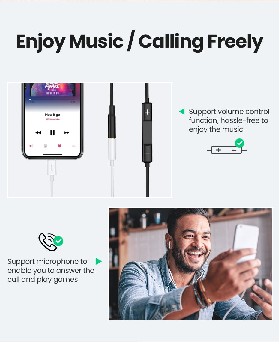 UGREEN 3.5mm iPhone 8-pin Adapter, Apple MFi Certified, Noise Reduction, Durable Design - SuperSaverAU - view 3