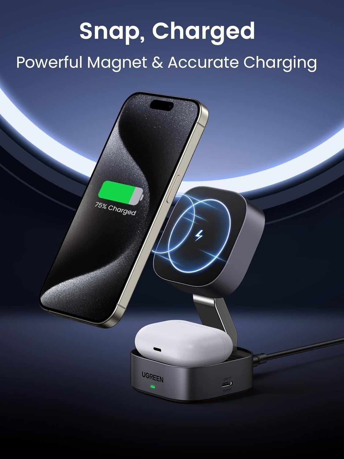 UGREEN 35278 2-in-1 Magsafe Wireless Charger with Stand - SuperSaverAU - view 3