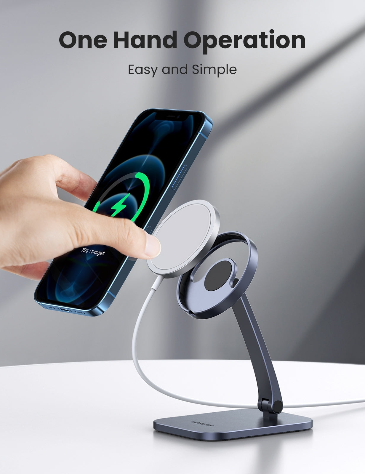 UGREEN 40290 Desk Adjustable and Foldable Aluminum Magsafe Charging Stand - SuperSaverAU - view 3