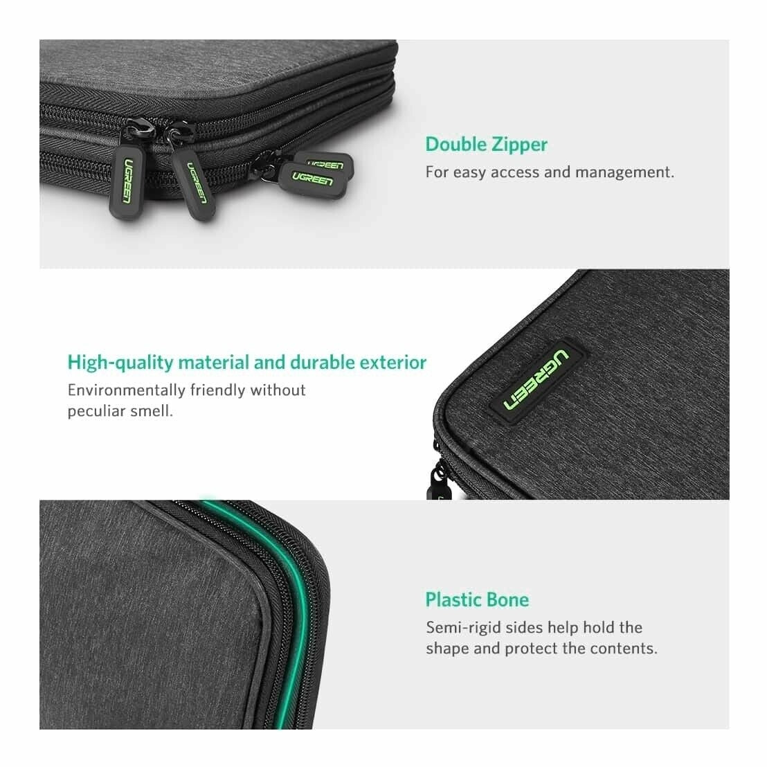 UGREEN Travel Carrying Case 245x175x50mm, Double Layer Organizer for Accessories - SuperSaverAU - view 3