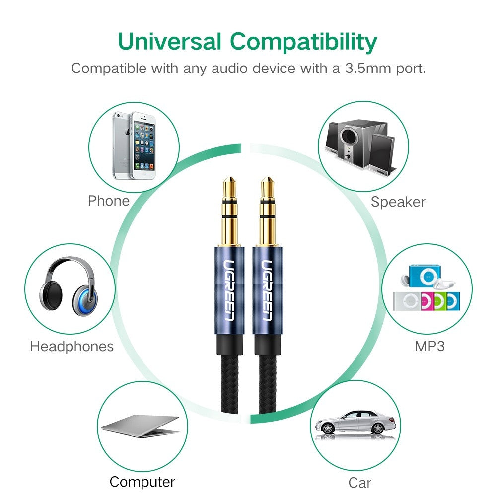 Ugreen 3.5mm male to 3.5mm male Audio cable white 2M 50368 - SuperSaverAU - view 3