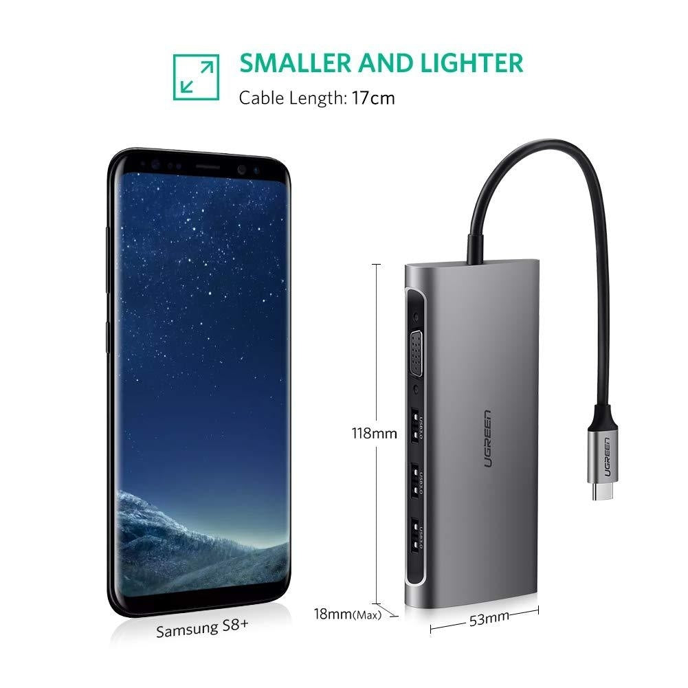 UGREEN Type C 8 in 1 Multifultion adaptor VGA/RJ45/USB3.0 x 3/SD/TF/TypeC PD Protocal (50539) - SuperSaverAU - view 5