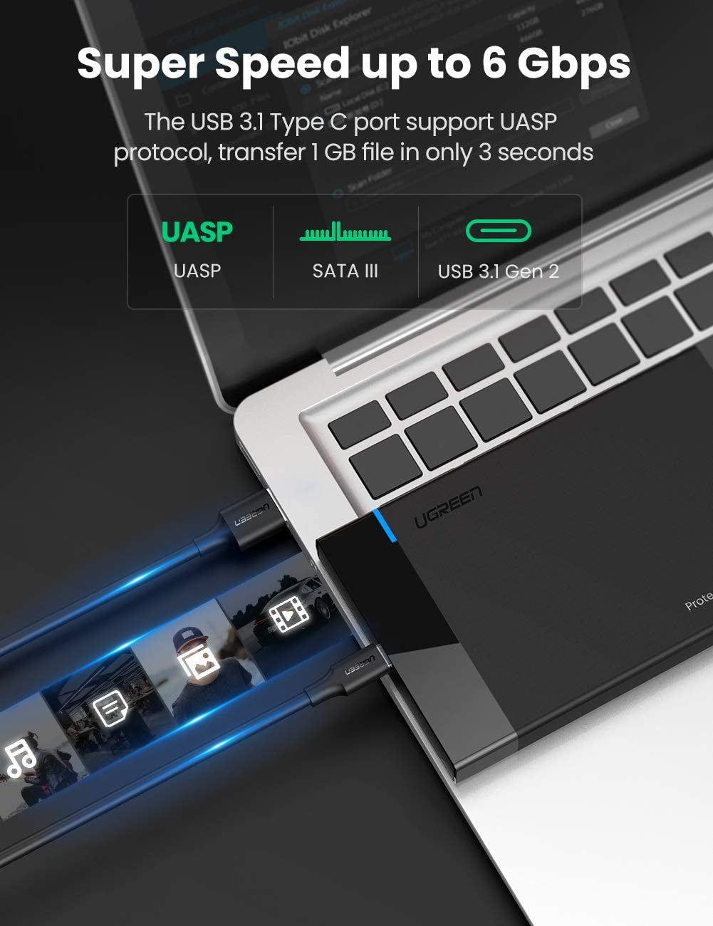 UGREEN USB-C 2.5-inch Hard Drive Box 50743 - SuperSaverAU - view 3