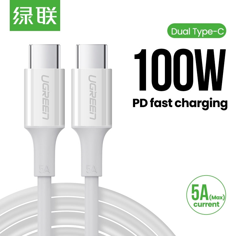 UGREEN 60552 USB-C 2.0 to TYPE-C Male to Male Data Cable 5A 2M White - SuperSaverAU - view 3