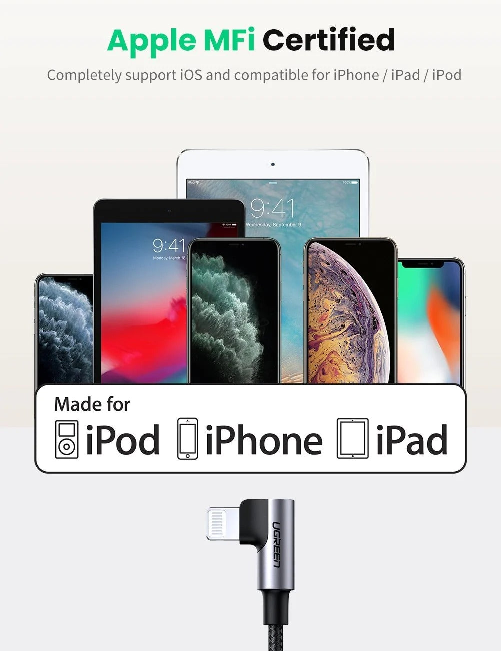 UGREEN 60763 90 Degree USB-C to iPhone 8-pin Cable 1M - SuperSaverAU - view 7