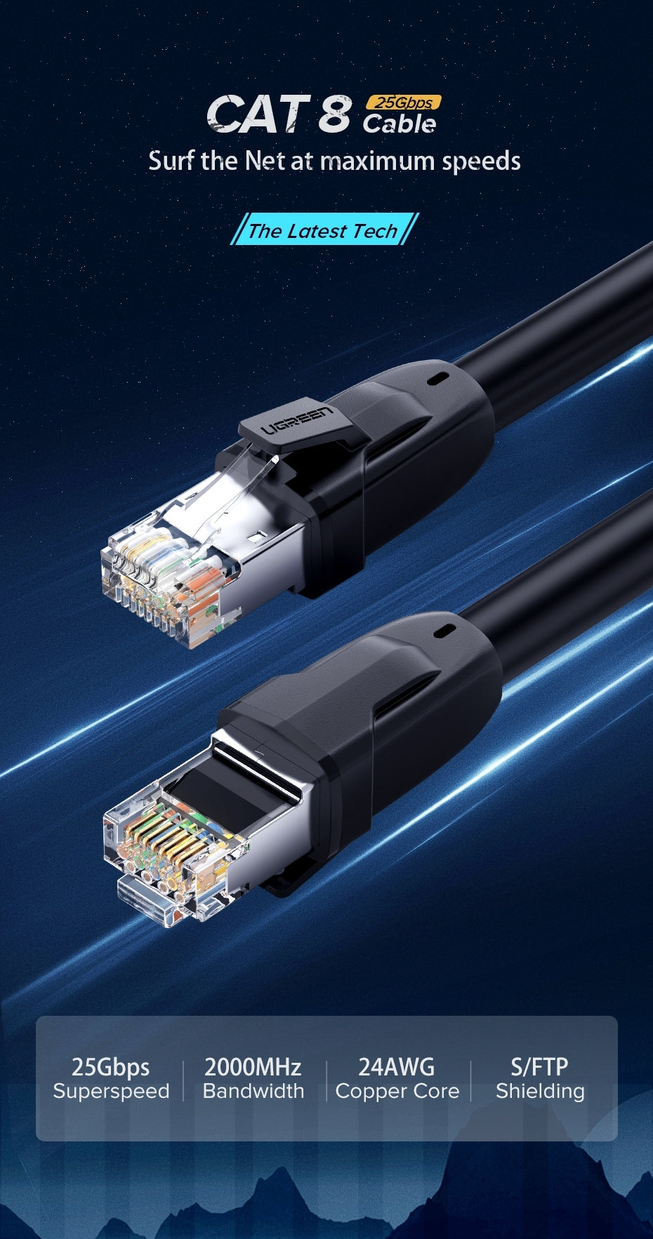 UGREEN 70329 Cat 8 Pure Copper Patch Cord Network Cable 2M - SuperSaverAU - view 5