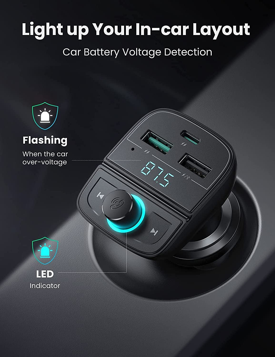 UGREEN 80910 Car Bluetooth 5.0 FM Transmitter - SuperSaverAU - view 4