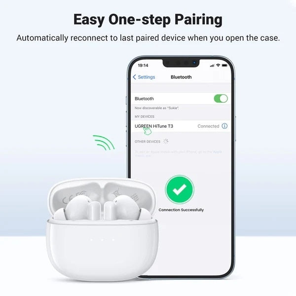 UGREEN 90206 HiTune T3 Active Noise-Cancelling Wireless Earbuds (White) - SuperSaverAU - view 9
