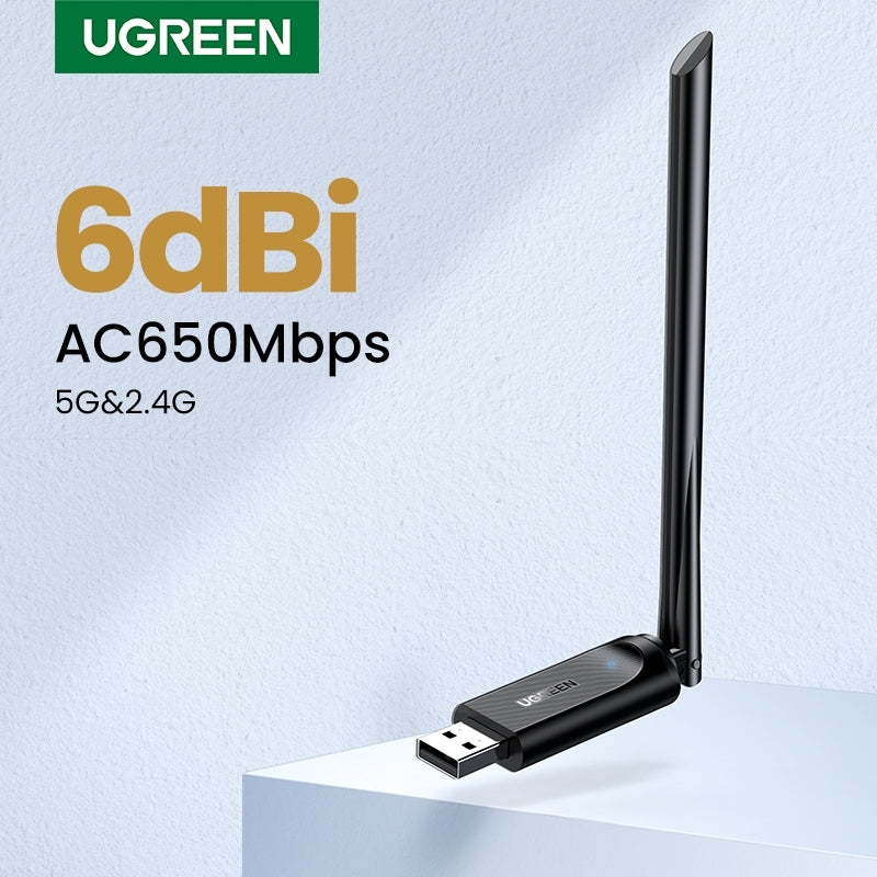 UGREEN AC650 6dBi High Gain Dual Band Wireless USB Adapter - 5G/2.4G, Plug & Play - SuperSaverAU - view 3