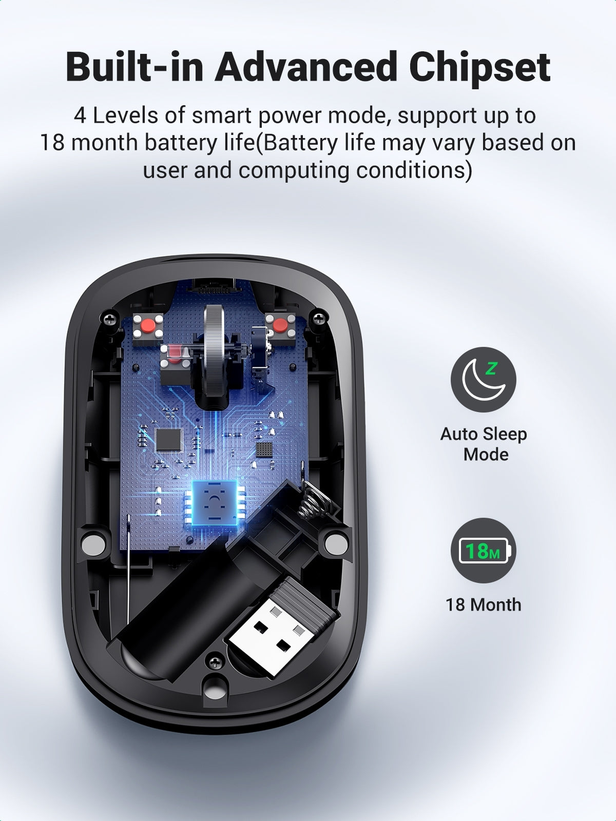 UGREEN Slim 2.4G Wireless Mouse, 4-Level Adjustable DPI up to 4000, Ultra Silent, Portable - SuperSaverAU - view 3