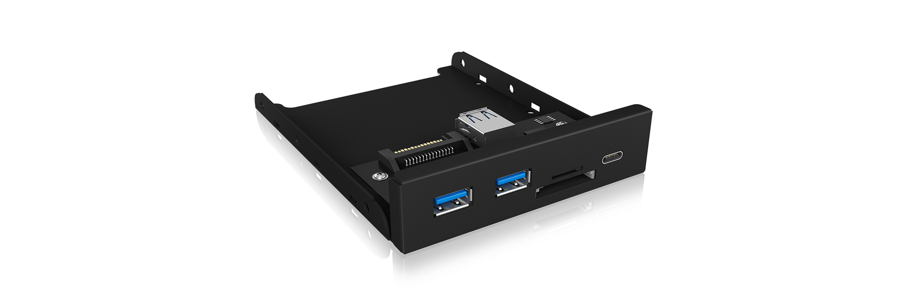 ICY BOX IB-HUB1417-i3 Frontpanel with USB 3.0 Type-C and Type-A hub with card reader - SuperSaverAU - view 2