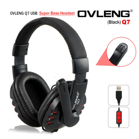 OVLENG Q7 USB Computer Headphones with Mic and Volume Control - SuperSaverAU - view 1