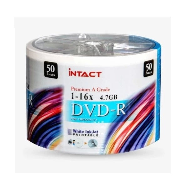 INTACT Printable DVD-R 16x 4.7GB 50pcs for Archiving Home Movies - SuperSaverAU - view 1