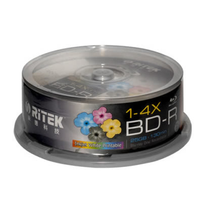 Ritek Blu-Ray BD-R 25GB 4x Printable 25pcs - High Definition Video & Sound - SuperSaverAU - view 1