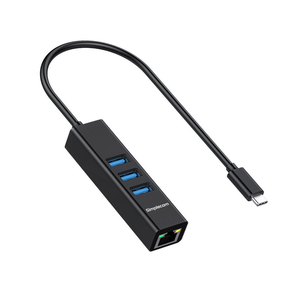 Simplecom CHN421 Aluminium USB-C to 3 Port USB HUB with Gigabit Ethernet Adapter Black - SuperSaverAU - view 2